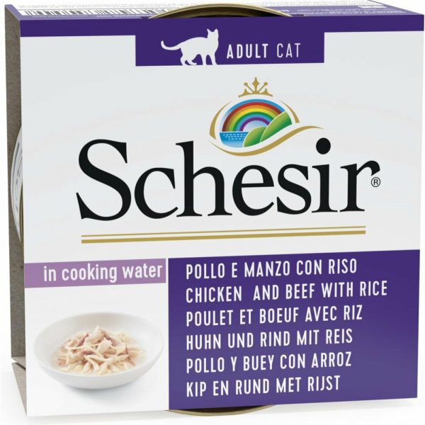 14x Schesir Kattenvoer Kip - Rund - Rijst 85 gr