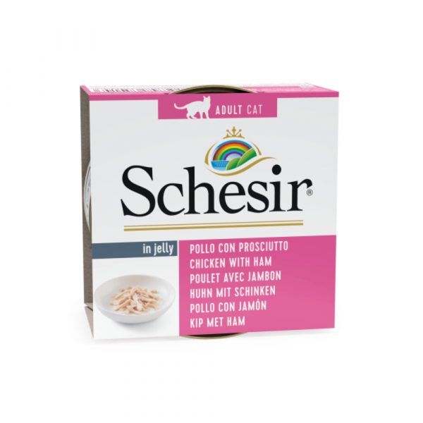 14x Schesir Kattenvoer Kip en Ham in Gelei 85 gr