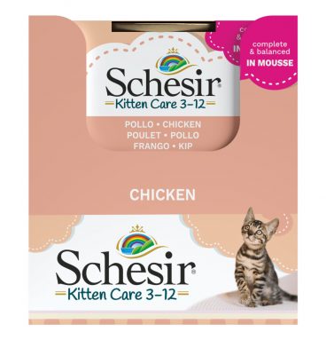 14x Schesir Kattenvoer Kitten 3-12 Kip in Mousse 85 gr