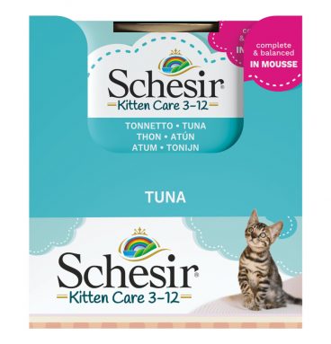 14x Schesir Kattenvoer Kitten 3-12 Tonijn in Mousse 85 gr