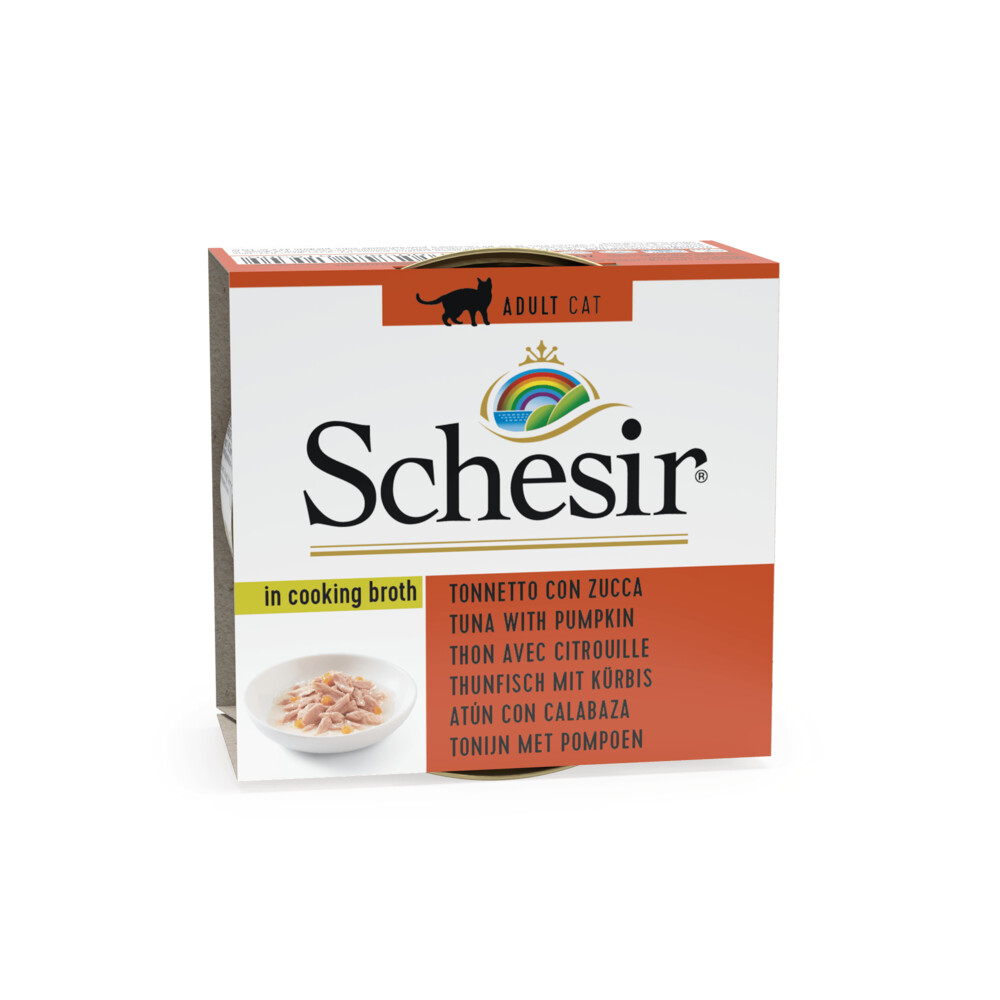 14x Schesir Kattenvoer Pompoen in Bouillon 70 gr