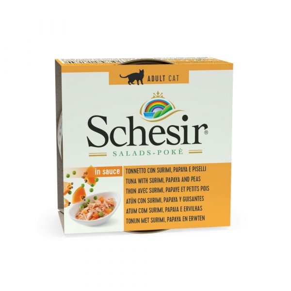 14x Schesir Kattenvoer Tonijn - Surimi - Papaya - Erwt in Saus 85 gr