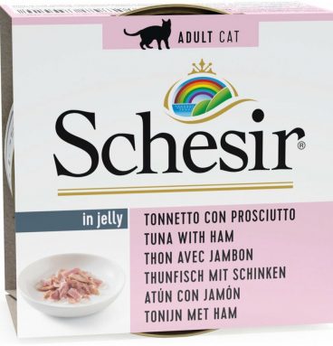 14x Schesir Kattenvoer Tonijn en Ham in Gelei 85 gr