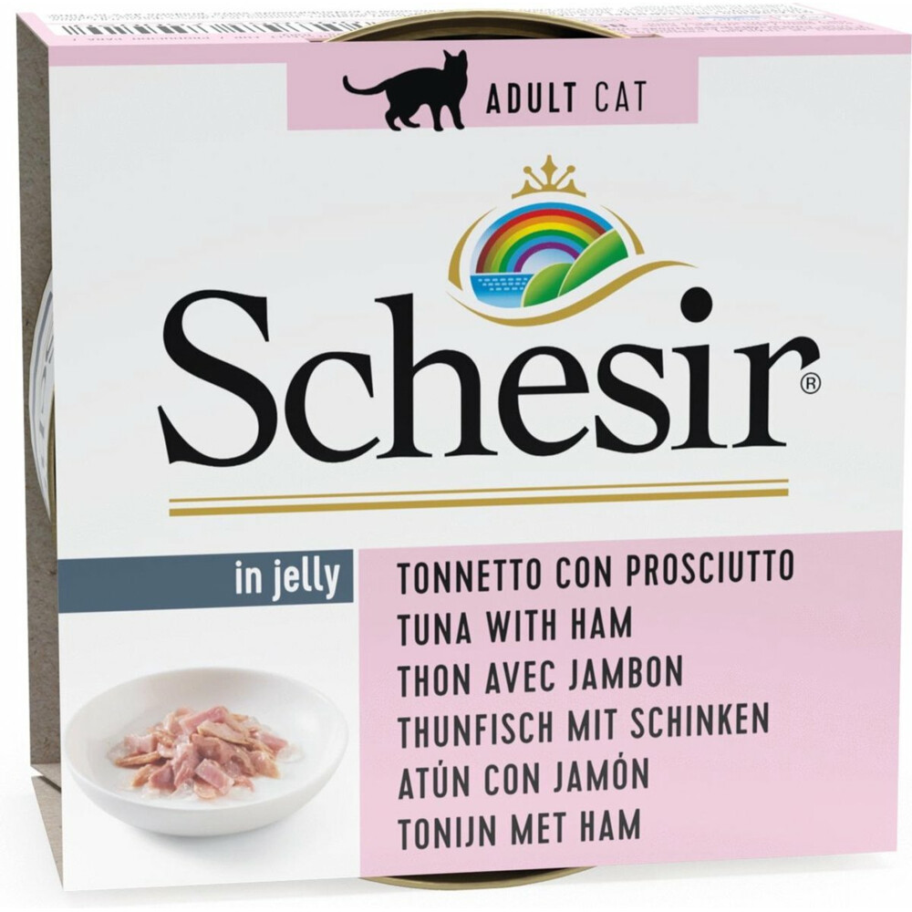 14x Schesir Kattenvoer Tonijn en Ham in Gelei 85 gr