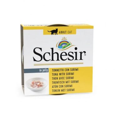 14x Schesir Kattenvoer Tonijn en Surimi in Gelei 85 gr