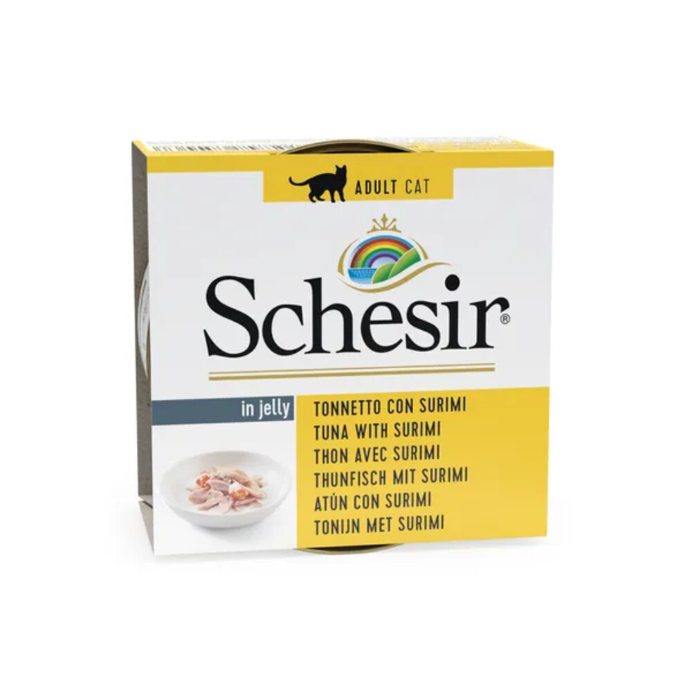 14x Schesir Kattenvoer Tonijn en Surimi in Gelei 85 gr