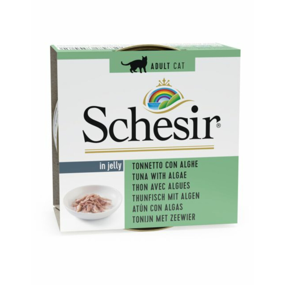 14x Schesir Kattenvoer Tonijn en Zeewier in Gelei 85 gr