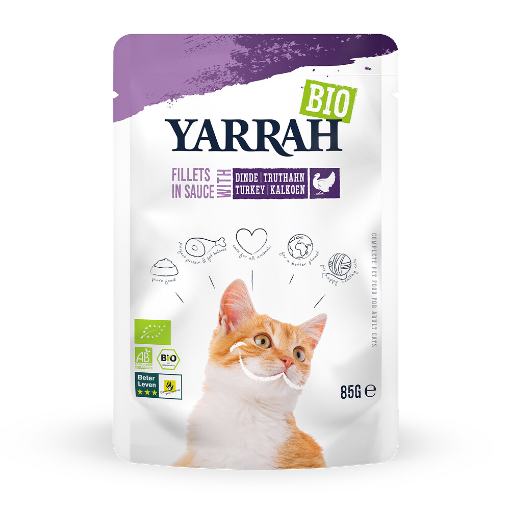 14x Yarrah Bio Kattenvoer Kalkoen 85 gr