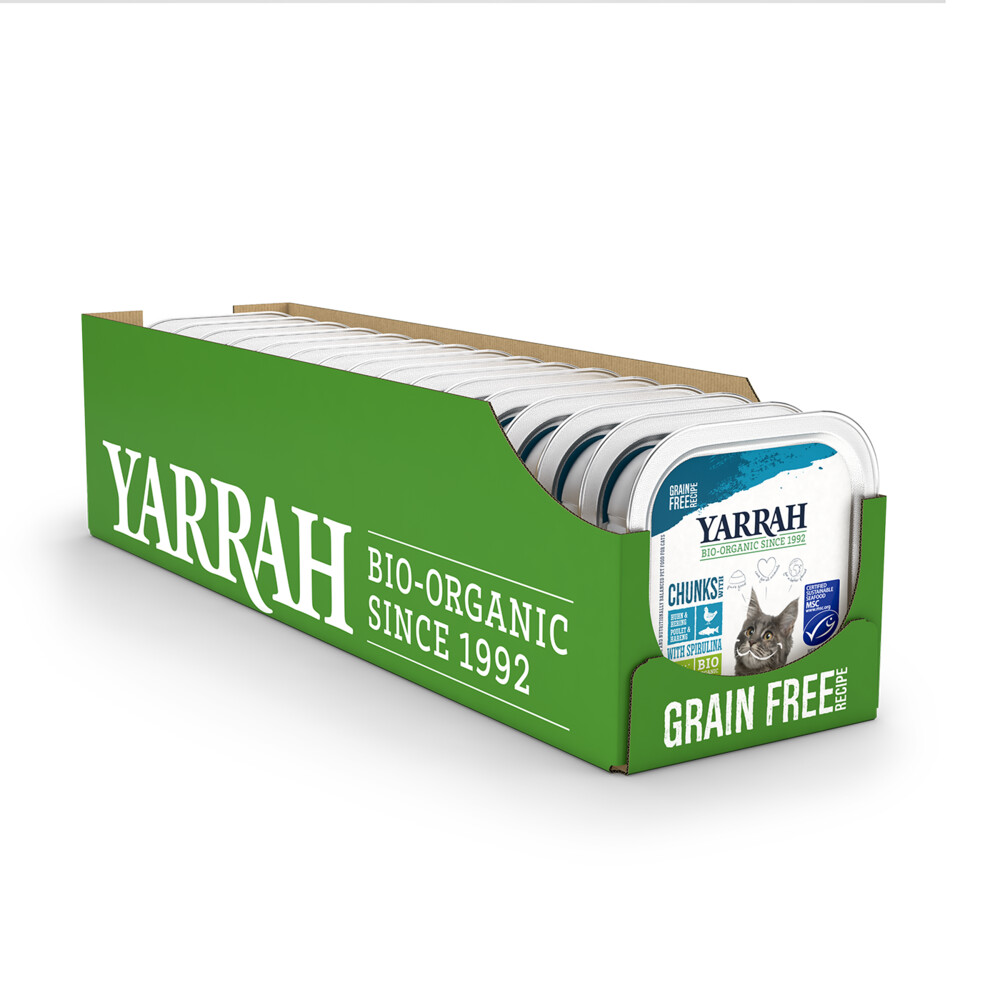 16x Yarrah Bio Kattenvoer Chunks Vis 100 gr