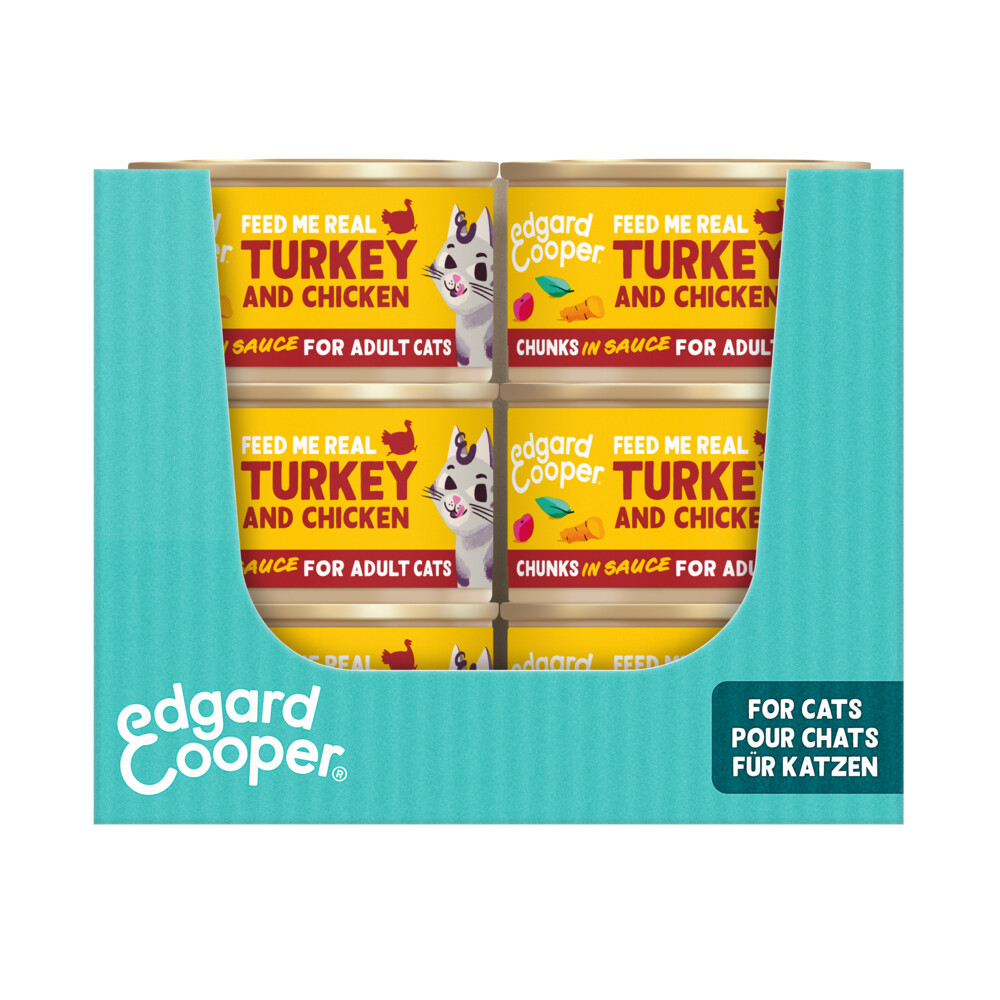 18x Edgard&Cooper Kattenvoer Chunks Kip - Kalkoen 85 gr