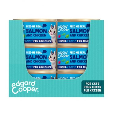 18x Edgard&Cooper Kattenvoer Chunks Zalm - Kip 85 gr