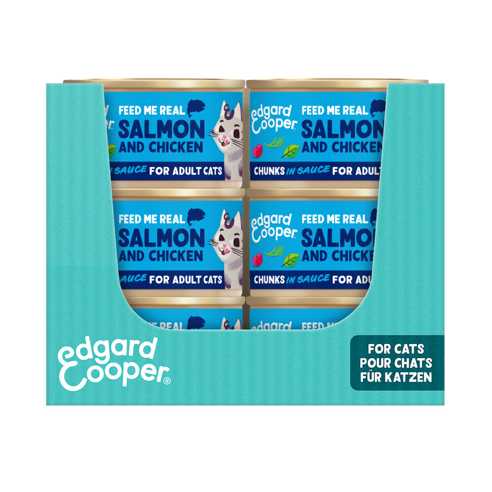 18x Edgard&Cooper Kattenvoer Chunks Zalm - Kip 85 gr