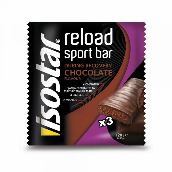 6x Isostar Reload Sportreep Chocolade 3 x 40 gr