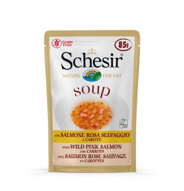 Schesir Katten Natvoer Soep Pink Zalm en Wortel 85 gr