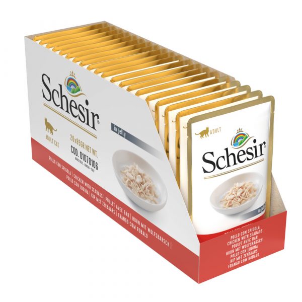 20x Schesir Kattenvoer Kip - Zeebaars in Gelei 85 gr