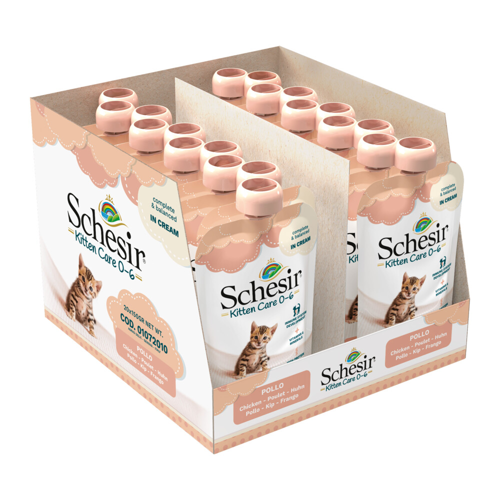 20x Schesir Kattenvoer Kitten 0-6 Kip in Cream 150 gr