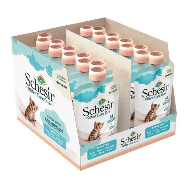 20x Schesir Kattenvoer Kitten 0-7 Tonijn in Cream 150 gr