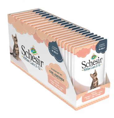 20x Schesir Kattenvoer Kitten 3-12 Kip in Gelei 85 gr