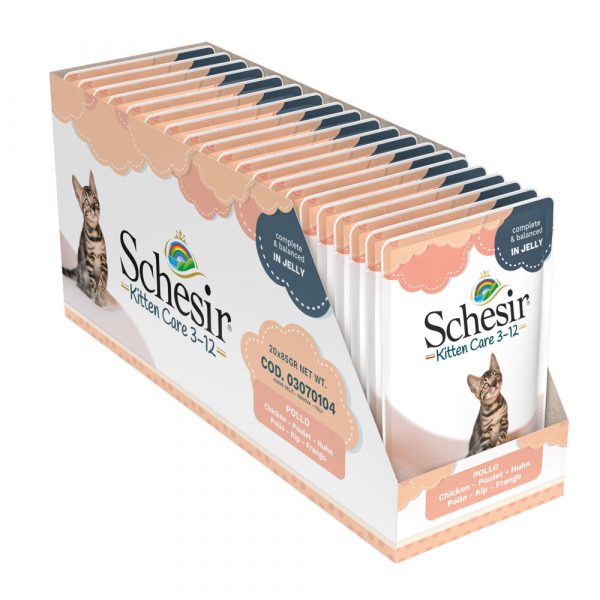 20x Schesir Kattenvoer Kitten 3-12 Kip in Gelei 85 gr