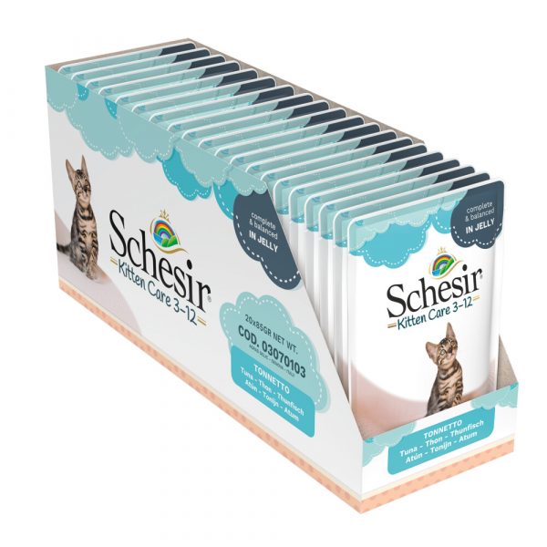 20x Schesir Kattenvoer Kitten 3-13 Tonijn in Gelei 85 gr