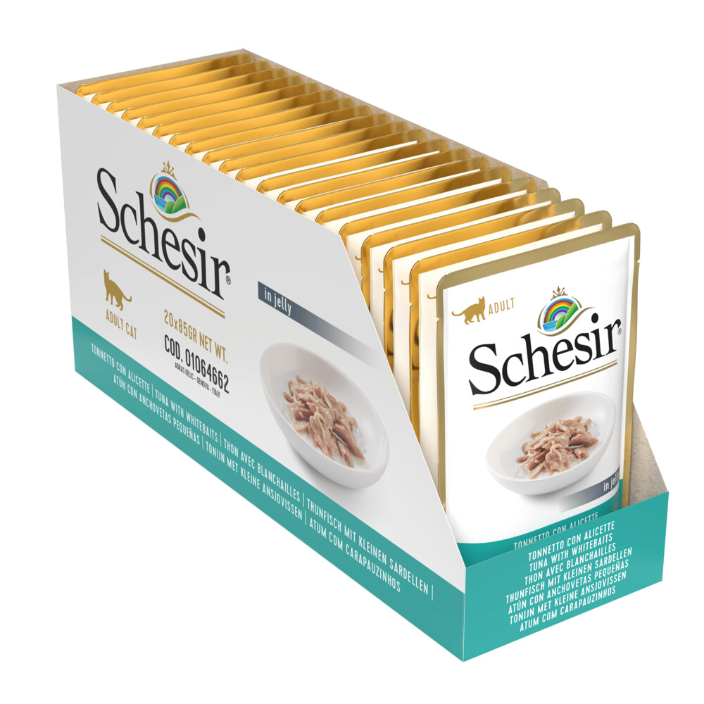 20x Schesir Kattenvoer Tonijn - Ansjovis in Gelei 85 gr