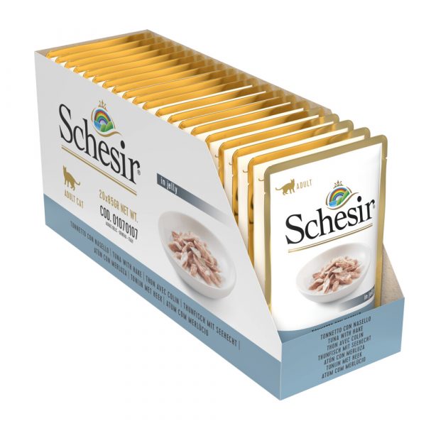 20x Schesir Kattenvoer Tonijn - Heek in Gelei 85 gr