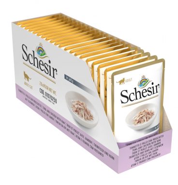 20x Schesir Kattenvoer Tonijn - Kip - Ham in Gelei 85 gr