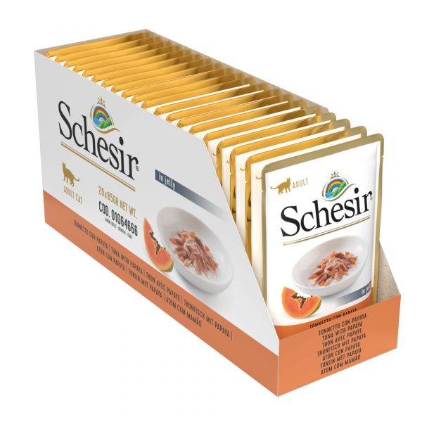 20x Schesir Kattenvoer Tonijn - Papaya in Gelei 85 gr