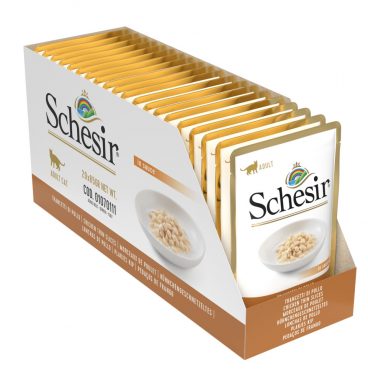 20x Schesir Kattenvoer Tonijn Plakjes Kip in Saus 85 gr