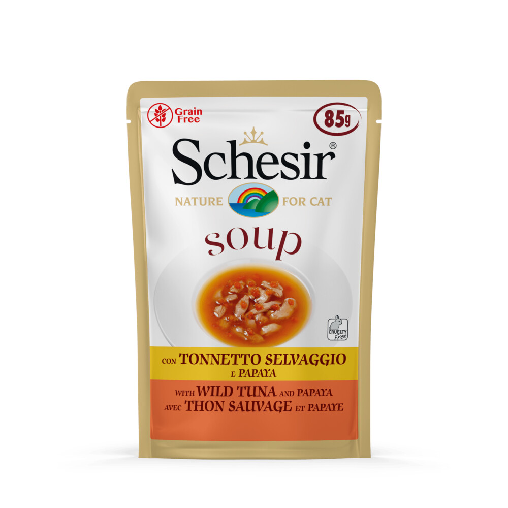 20x Schesir Kattenvoer Wilde Tonijn - Papaya Soup 85 gr