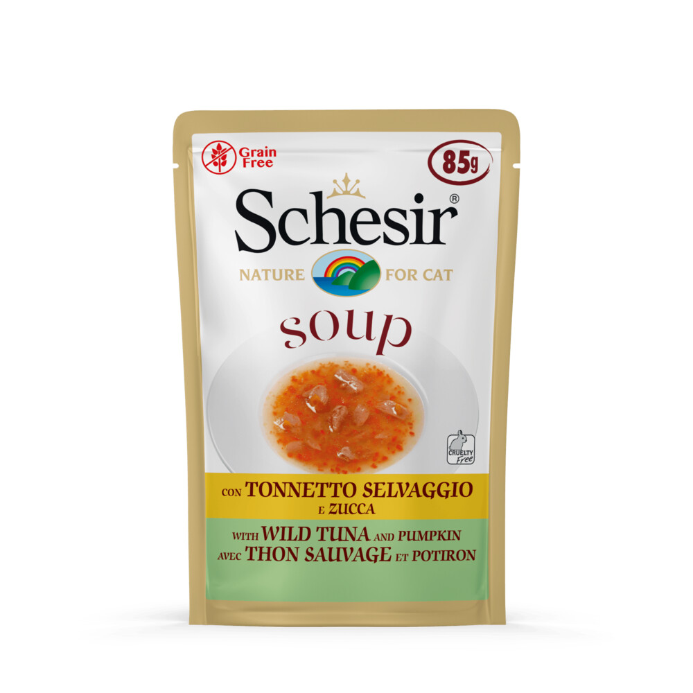 20x Schesir Kattenvoer Wilde Tonijn - Pompoen Soup 85 gr