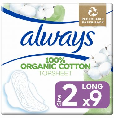 10x Always Maandverband Bio Cotton Protection Ultra Long met Vleugels 9 stuks