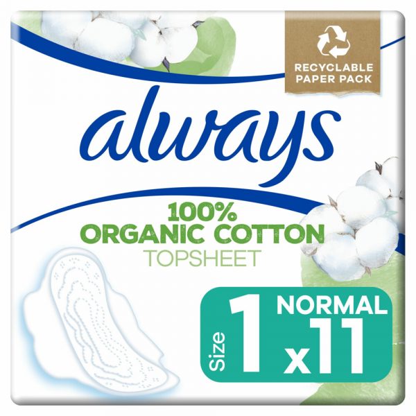 2+1 gratis: Always Maandverband Bio Cotton Protection Ultra Normal met Vleugels 11 stuks