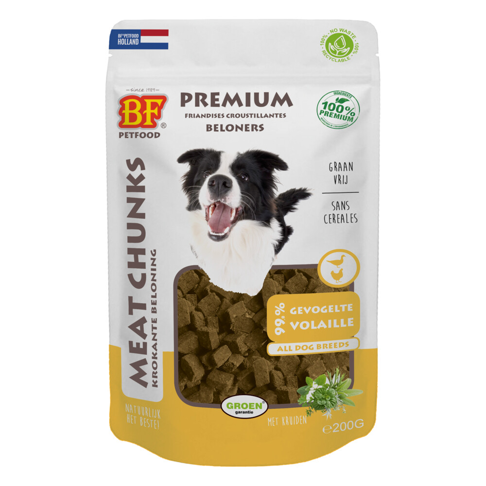 12x BF Petfood Meat Chunks Gevogelte 200 gr