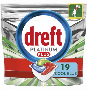 2+2 gratis: Dreft Platinum Plus All In One Vaatwastabletten Cool Blue 19 stuks