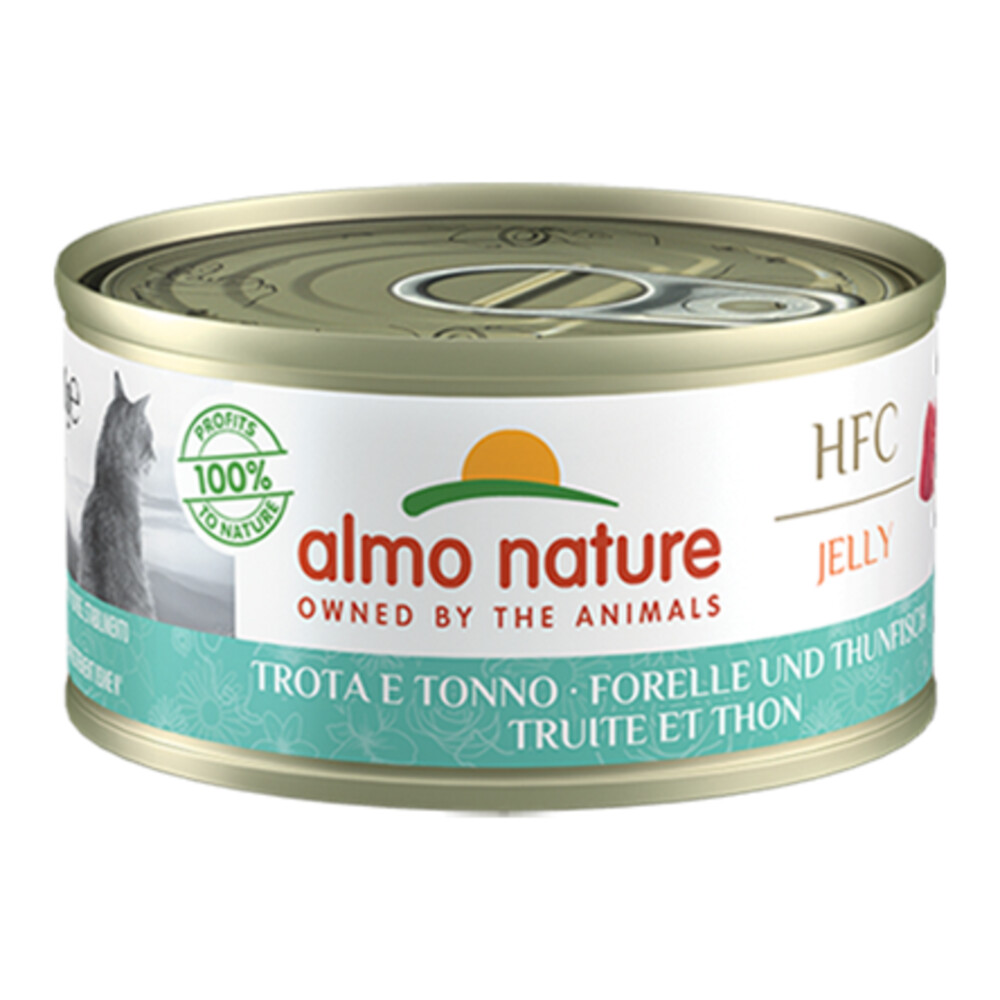 24x Almo Nature HFC Jelly Kattenvoer Forel en Tonijn 70 gr