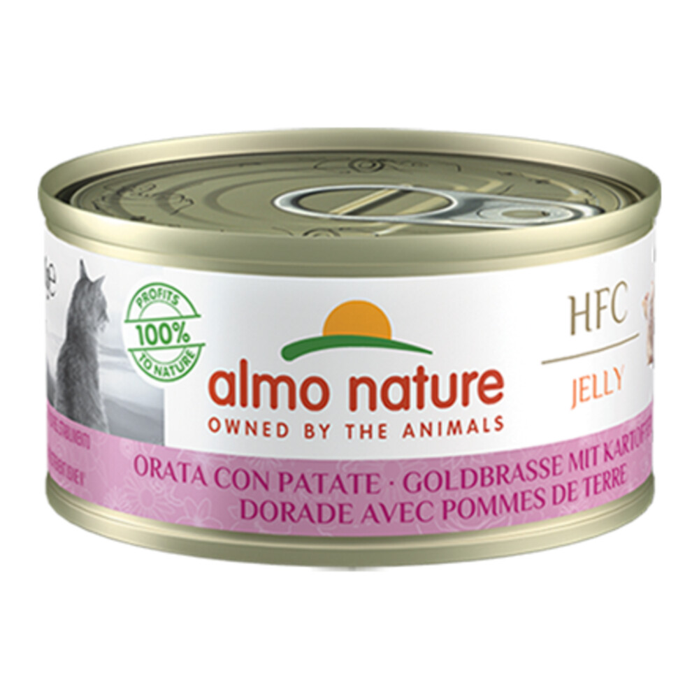 24x Almo Nature HFC Jelly Kattenvoer Zeebrasem met Aardappel 70 gr