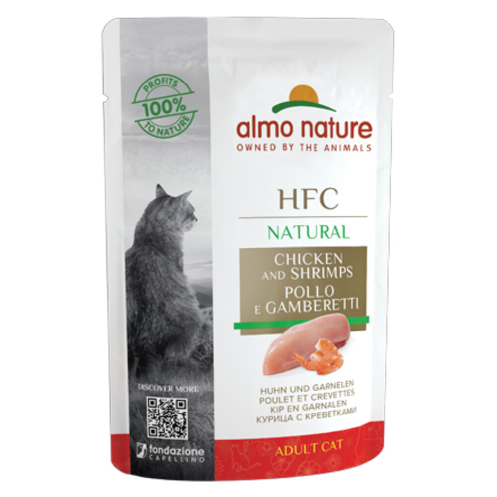 24x Almo Nature HFC Natural Kattenvoer Kip - Garnaal 55 gr