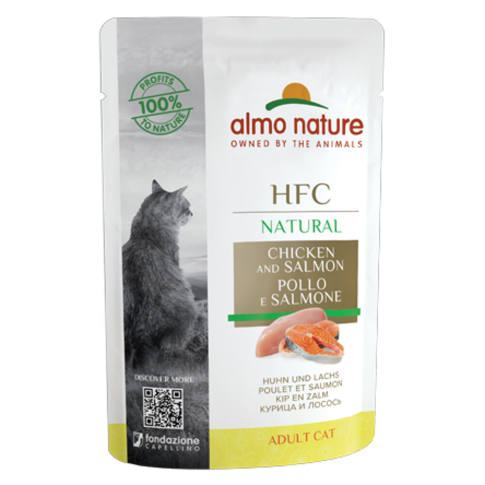 24x Almo Nature HFC Natural Kattenvoer Kip - Zalm 55 gr