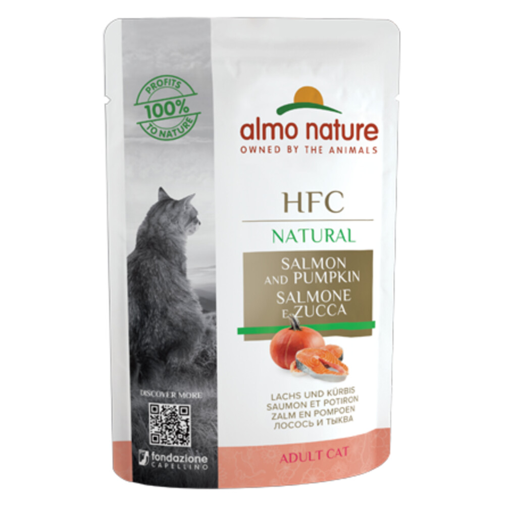 24x Almo Nature HFC Natural Kattenvoer Zalm - Pompoen 55 gr