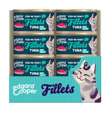 24x Edgard&Cooper Kattenvoer Fillets Tonijn - Inktvis 70 gr