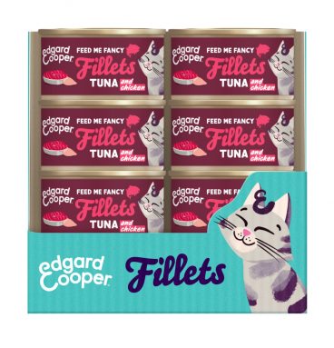 24x Edgard&Cooper Kattenvoer Fillets Tonijn - Kip 70 gr