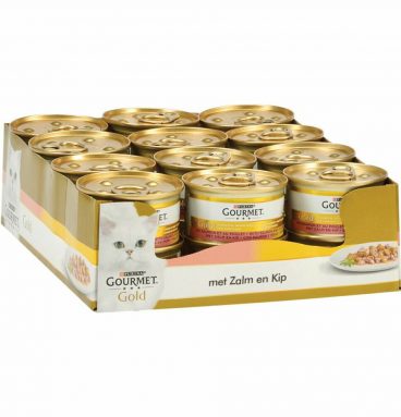 24x Gourmet Gold Fijne Hapjes Zalm - Kip 85 gr