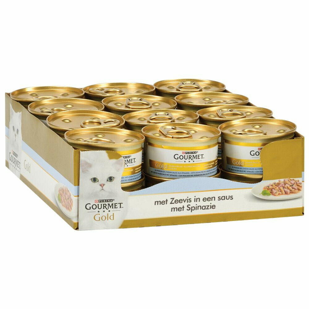 24x Gourmet Gold Luxe Mix Zeevis - Spinazie 85 gr