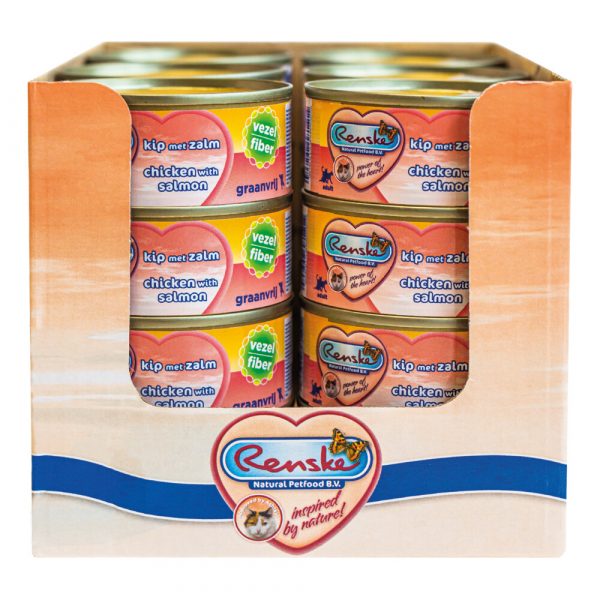 24x Renske Kattenvoer Vezel Kip - Zalm 70 gr