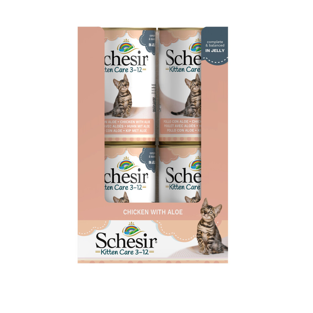 24x Schesir Kattenvoer Kitten 3-12 Kip - Aloe in Gelei 140 gr