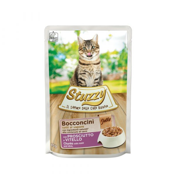 24x Stuzzy Kattenvoer Pouch Ham met Kalfsvlees 85 gr