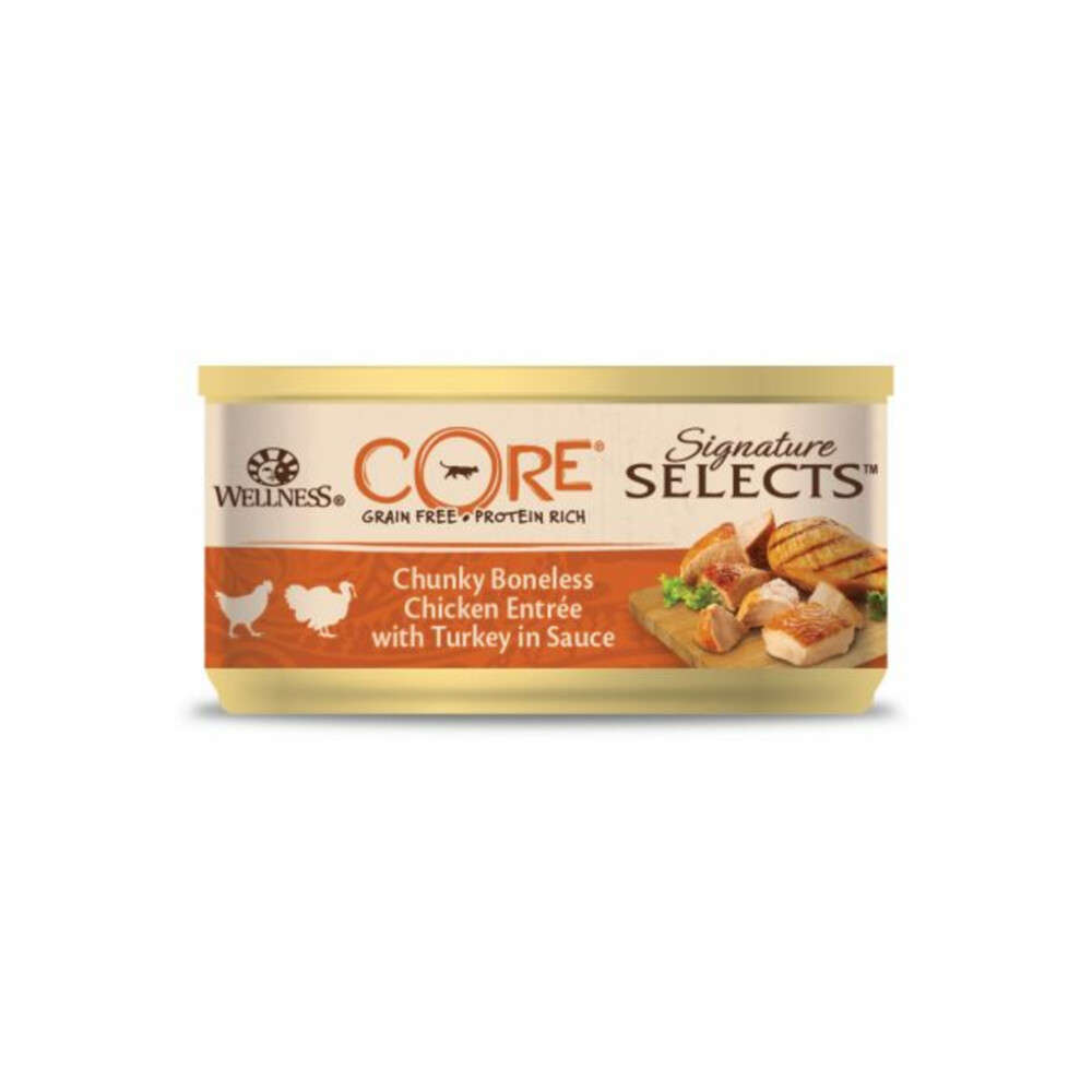 Wellness Core Kattenvoer Signature Selects Chunky Kip - Kalkoen 79 gr