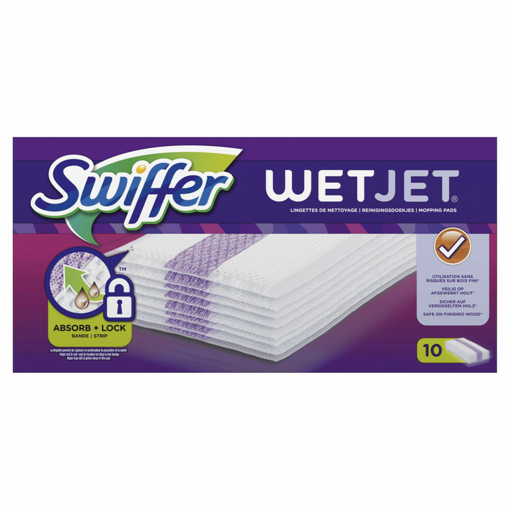 2e halve prijs: 8x Swiffer WetJet Dweilsysteem Navulling Reinigingsdoekjes 10 stuks