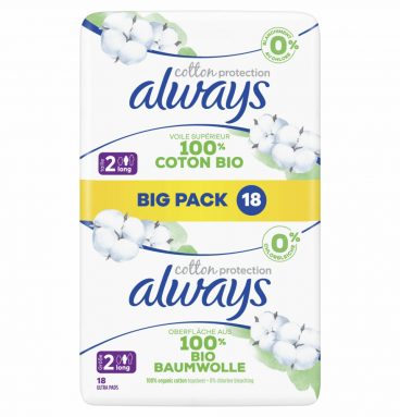 3x Always Maandverband Bio Cotton Long 54 stuks